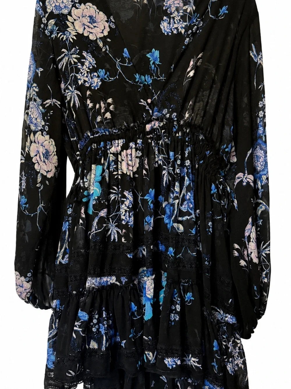 Free People Cherry Blossom Mini Dress in Black Combo- M - Picture 2 of 12